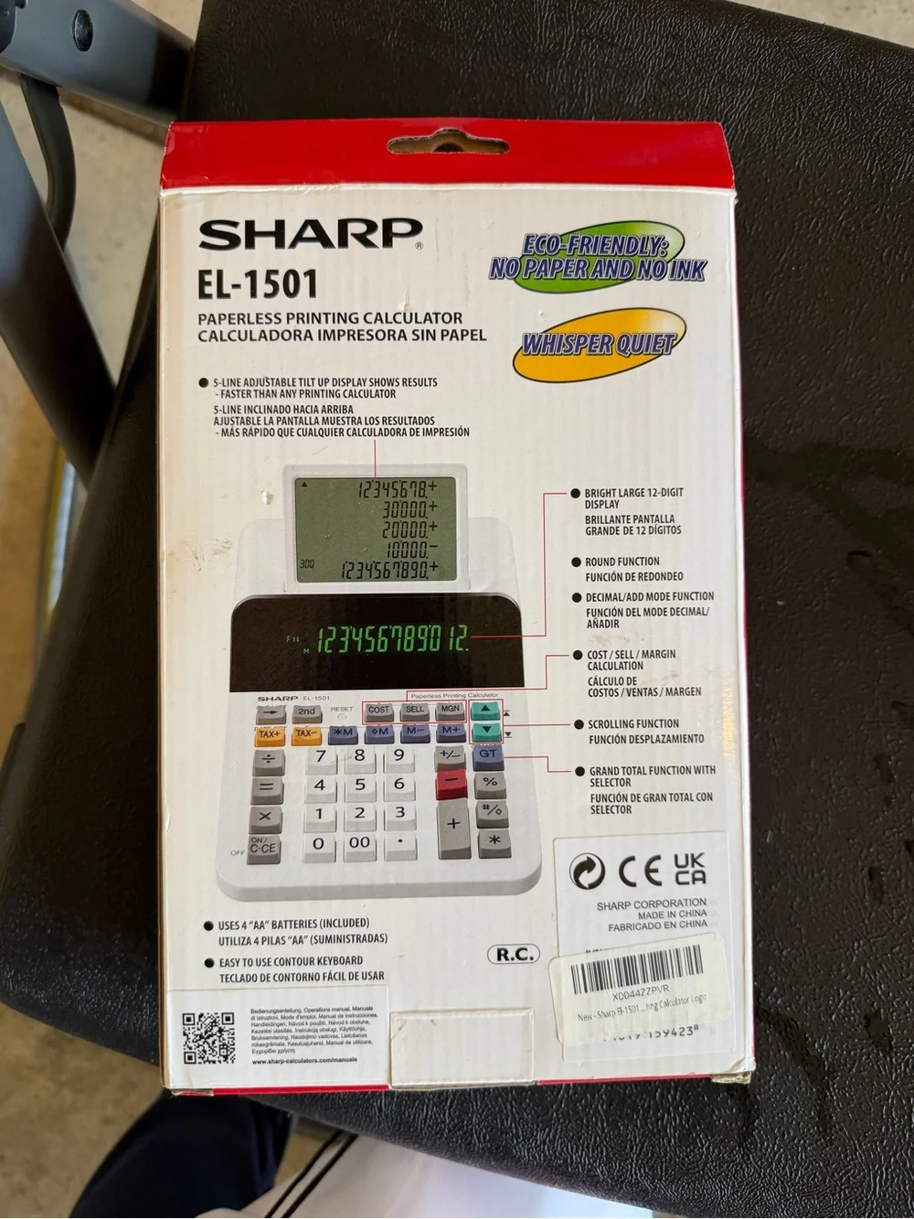 SHARP EL-1501 Paperless Printing Calculator - White/Black